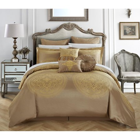 FIXTURESFIRST Lana Gold King 9 Pieces Comforter Set FI2541589